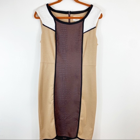 Eci New York Knee Length Dress Tan Brown Sz 8 - Picture 1 of 12